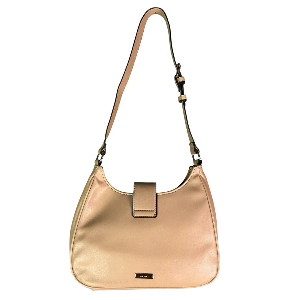 Aldo Women's Beige Shoulder Bag Gold Tone Hardware Magnetic Top Closure Pockets